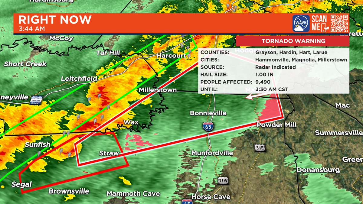 WAVE Weather on Twitter "TORNADO WARNING for Larue, Grayson, Hart