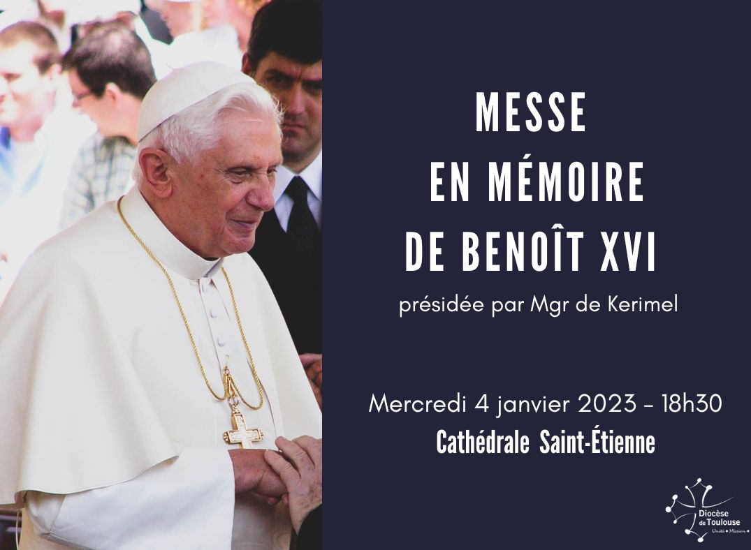 Une messe sera célébrée en mémoire de Benoît XVI, ce mercredi 4 janvier à 18h30, en la cathédrale Saint-Étienne. Elle sera présidée par Mgr de Kerimel. 

« Serviteur bon et fidèle, entre dans la joie de ton maître. » Mt 25, 21 🙏