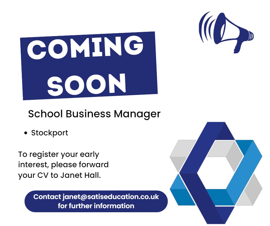 An exciting opportunity for a School Business Manager in the Stockport area! Register your early interest today if you're interested in working for a genuinely fantastic MAT. 

#RecruitmentMatters #SchoolBusinessManager