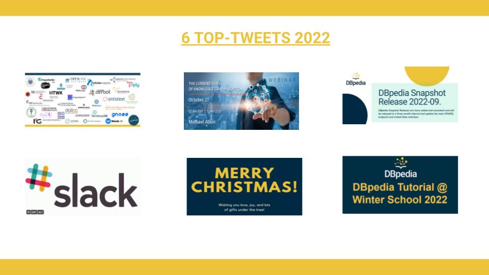 dbpedia's tweet image. We have compiled 6 #toptweets in #2022. You liked these #DBpedia related topics the most. We will present new ideas, #tools and #tutorials in 2023. Stay tuned! #DBpediaCommunity #DBpediaDatabus #datamatters