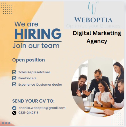 shanila_ashraf's tweet image. WebOptia is hiring, A digital marketing agency #JobAlert #hiring #digitaljob