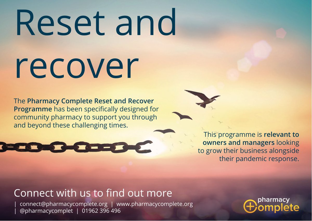 pharmacycomplet's tweet photo. A New Year, a new resolve? Our Reset and Recover Programme helps pharmacy owners &amp; managers gain control &amp; build agility. Designed by pharmacists for pharmacy utilising all our experience of owning &amp; running community pharmacies https://t.co/4QgccDrHt8 https://t.co/JPBQ0ILA0y