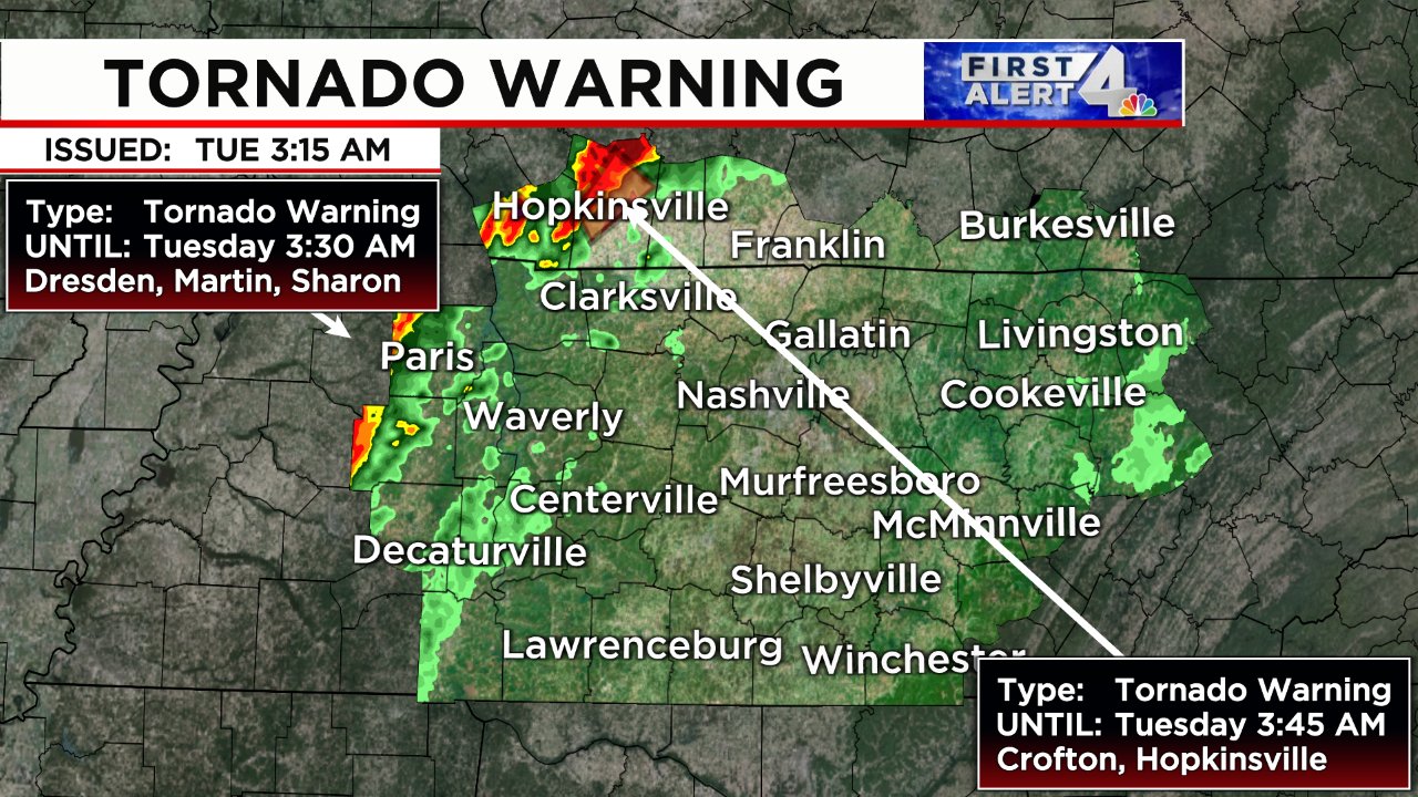 WSMV 4 Nashville on Twitter "TORNADO WARNING Take shelter immediately