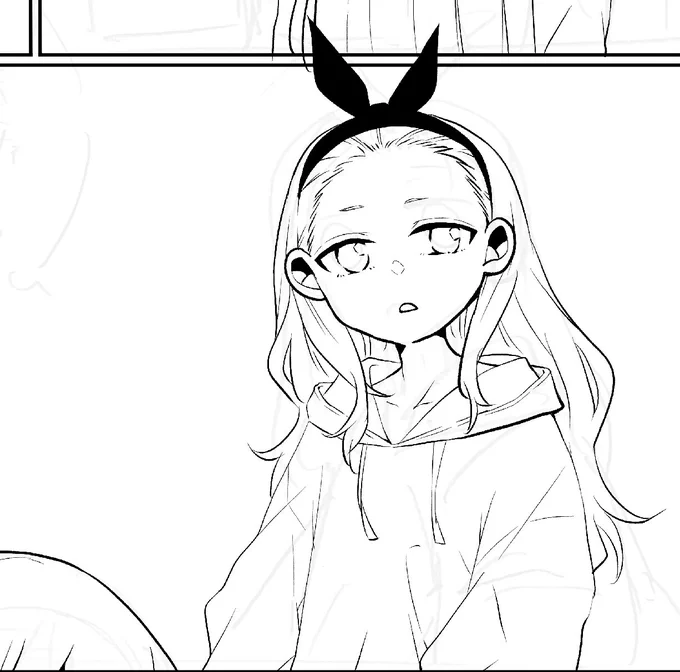 原稿でクルミ初描き〜。意外と描くの楽しい。たきなちゃんのあたまよしよし。 