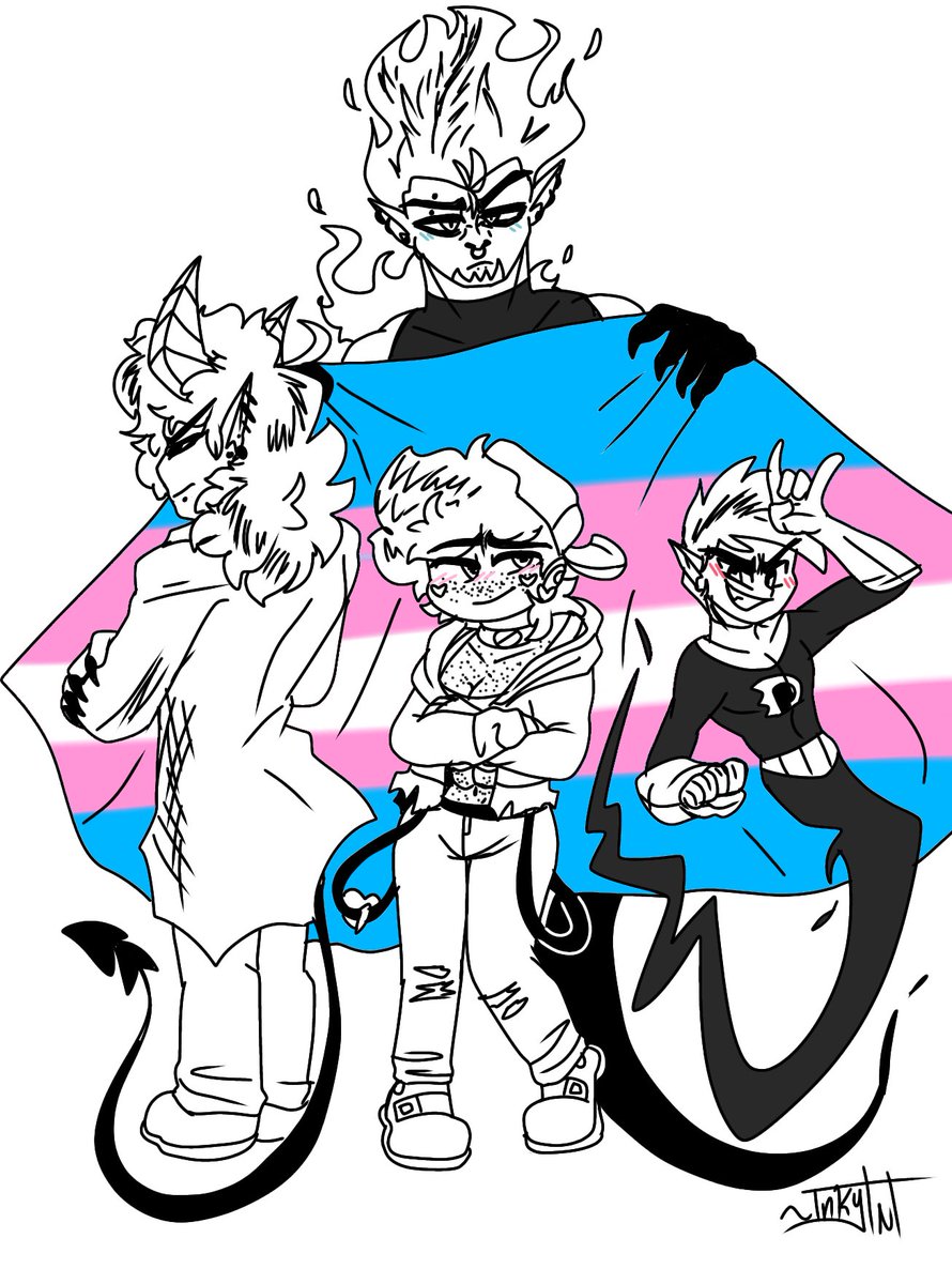 InkyTNT_SF's tweet image. Have a bunch of art
I don&apos;t post often lol
Dan and Danny are from Danny Phantom
Ace(on the left of the trans pic) is made by @SketchyToasters 
Will (Aesthetic Whitty) is by: Me
Ollie is also made by me(blue hair&amp;amp;middle)
#aesthetic_fnf #FNFA #transcribe #DannyPhantom #whittyfnf