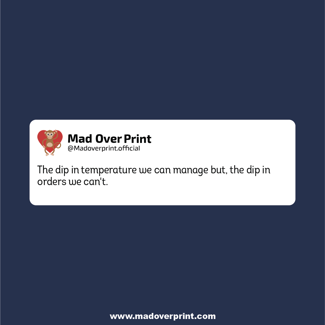 madoverprint's tweet photo. Dear January,
Can you please stop being so low on us?

#January #d2c #madoverprint #WINTER https://t.co/CsdWhSEfTV