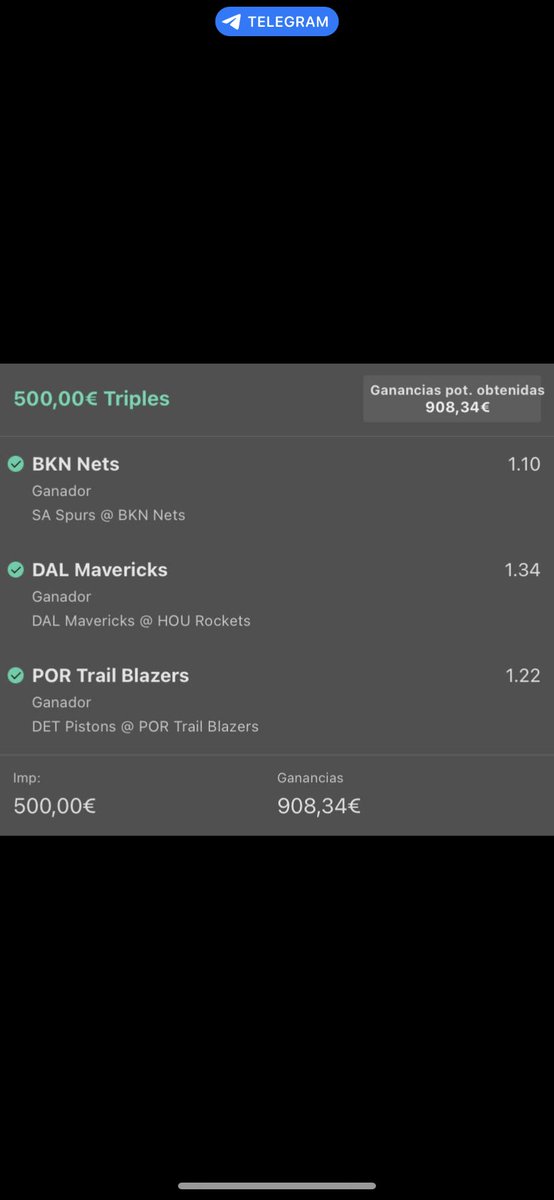 OVERPICKS_'s tweet photo. SEGUIMOS SIN FALLAR NBA POR EL PREMIUM!!! 🔥🔥🔥🔥 MAS INFORMACIÓN POR DM O TELEGRAM!!! ✅✅✅✅❗️❗️❗️❕❕❕ https://t.co/c4zsXNSVU4
