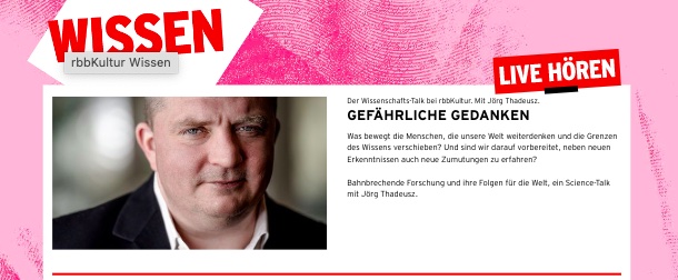 Unter den Tierarten vollzieht sich weltweit aktuell das größte Massensterben seit dem Verschwinden der Dinosaurier. Darüber spreche ich im #Wissenschaftstalk „Gefährliche Gedanken' mit Thomas B. Hildebrandt @IZWberlin - heute ab 19 Uhr auf @rbbKultur