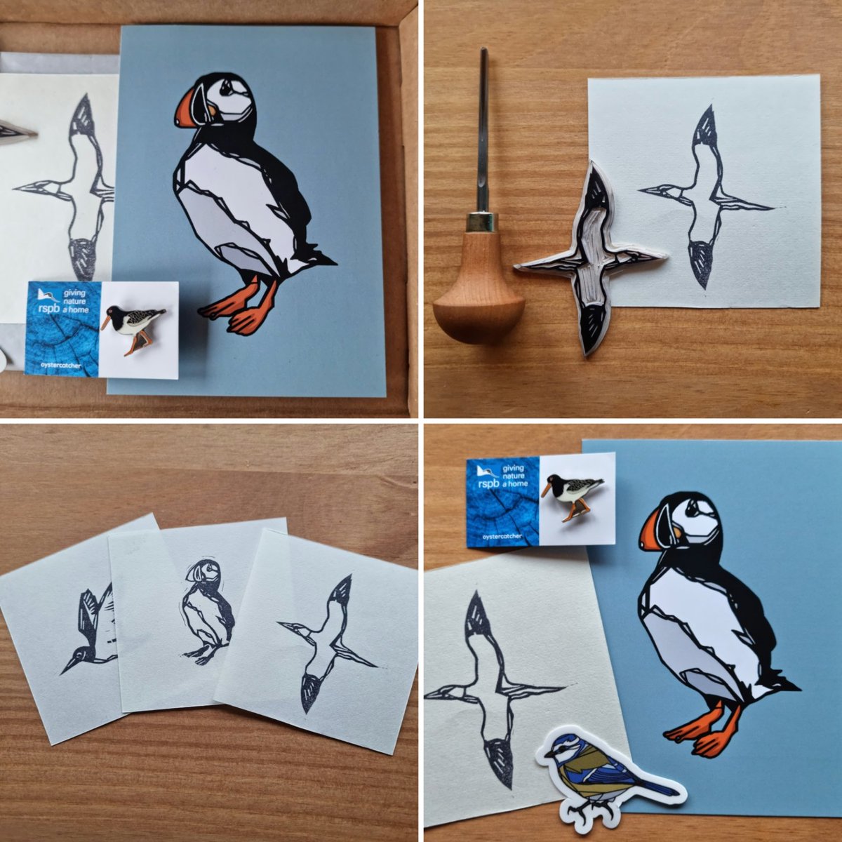 New for 2023 fun miniature wildlife lino stamps that come boxed up with some super cute goodies - first set of stamps available in shop !!! 🖤
annabilykartist.etsy.com 
#UKGiftHour #ukgiftam #stamps #stamping #art #SmallBusiness #shopindie #etsyshop #EtsySeller #EarlyBiz #etsy