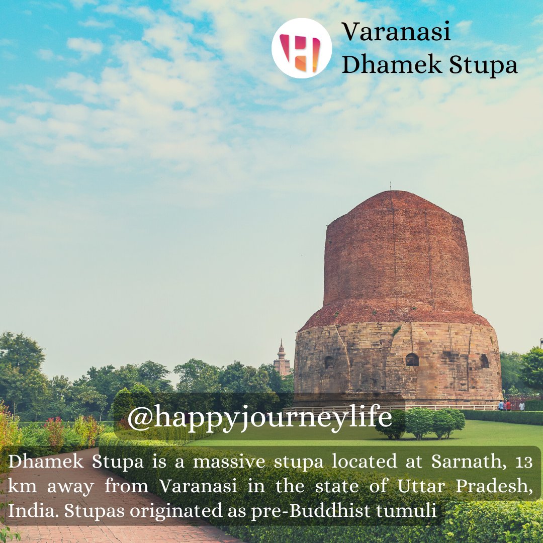 The mortal remains of Buddha were distributed and buried under 8 mounds after his cremation. The embers and urn were placed under 2 other mounds. #DhamekStupa #Varanasi #India #BuddhistStupa #ArchaeologicalSite #SacredDestination #UttarPradesh #Happyjoureylife #hjlifeservices