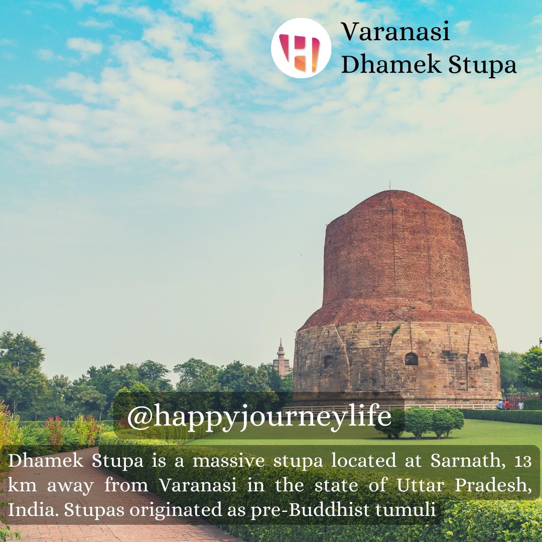 HappyjourneyL's tweet photo. The mortal remains of Buddha were distributed and buried under 8 mounds after his cremation. The embers and urn were placed under 2 other mounds. #DhamekStupa #Varanasi #India #BuddhistStupa #ArchaeologicalSite #SacredDestination #UttarPradesh #Happyjoureylife #hjlifeservices https://t.co/UdCFvObShc