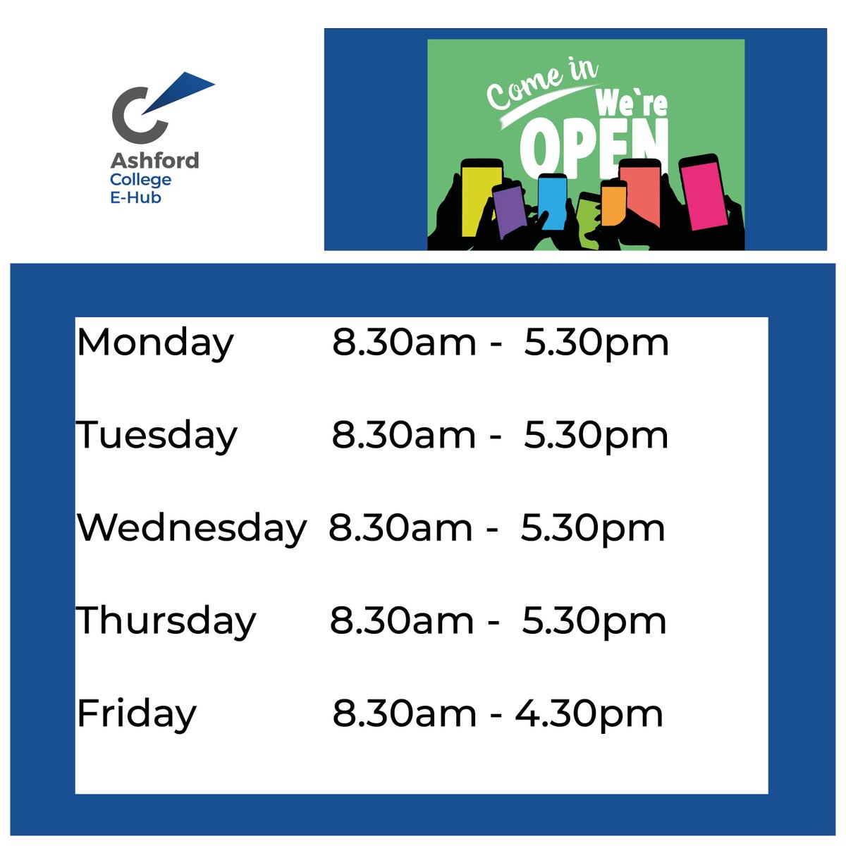 Happy New Year! Welcome back to <a href="/AshfordLRC/">Ashford College E-Hub</a> #YourEHub <a href="/ashford_college/">EKC Ashford College</a>