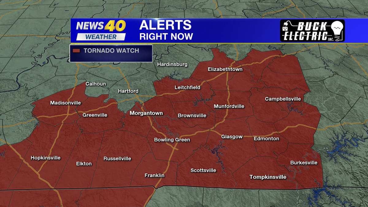 A Tornado Watch is out for the area until 11AM CST. #kywx #news40wx