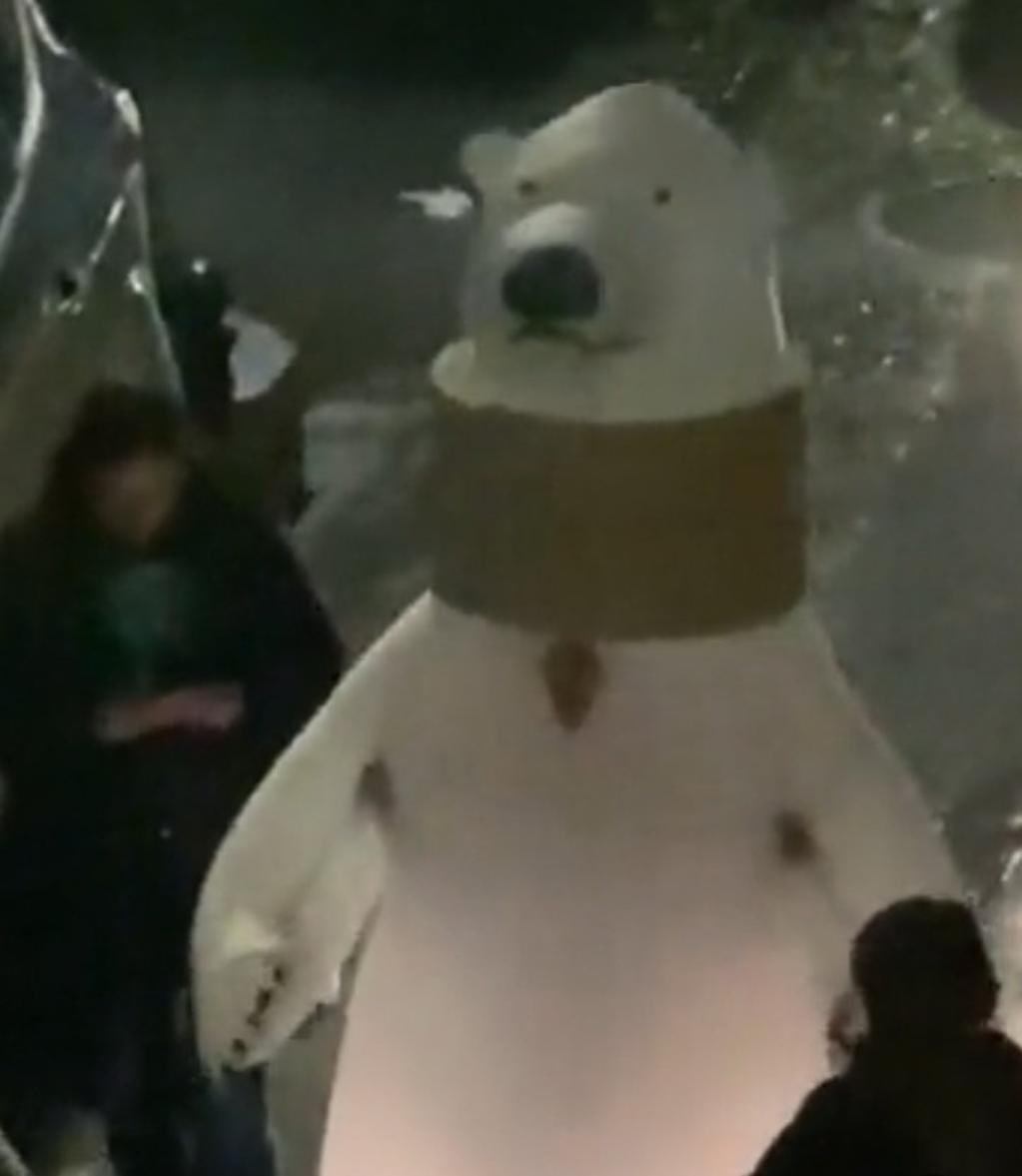 os acordáis del oso de la Cabalgata de reyes de Cádiz del año pasado??? pues este año le han puesto un collarín

no puedo más