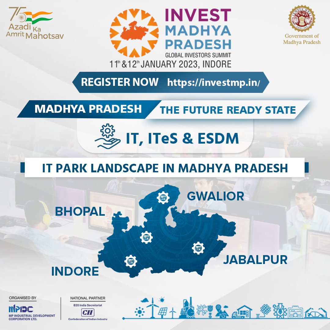 MPIDC's tweet image. Come to Madhya Pradesh - Invest in Rapidly Growing Technology Sectors.

Show your intention to invest, Click On: investmp.in/gis/public/int…

Register Now: investmp.in

#AatmanirbharMadhyaPradesh
#InvestMP
#InvestMPGIS2023
#InvestIndia
#FutureReadyMadhyaPradesh