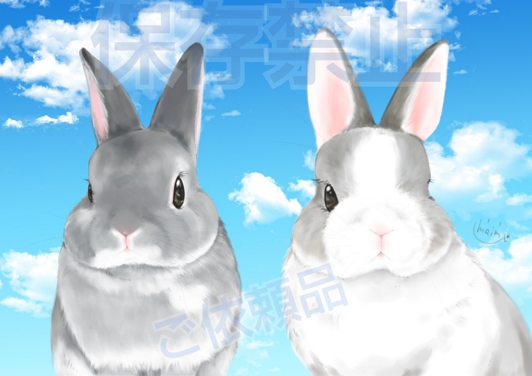 ohirunemaimu's tweet photo. チャリティーオーダー受け付けます！

うさぎさんだけじゃなくてモフちゃんなら多分大丈夫です！
2次使用、商用利用不可です。A4→A3サイズへの印刷もコンビニ設定で出来るらしいのでお好きにして頂いて構いません。
背景は簡易。デジタル絵です。
格安故に条件ありなのでDMの際、確認ありです！💦 https://t.co/UYxPJfdaNF