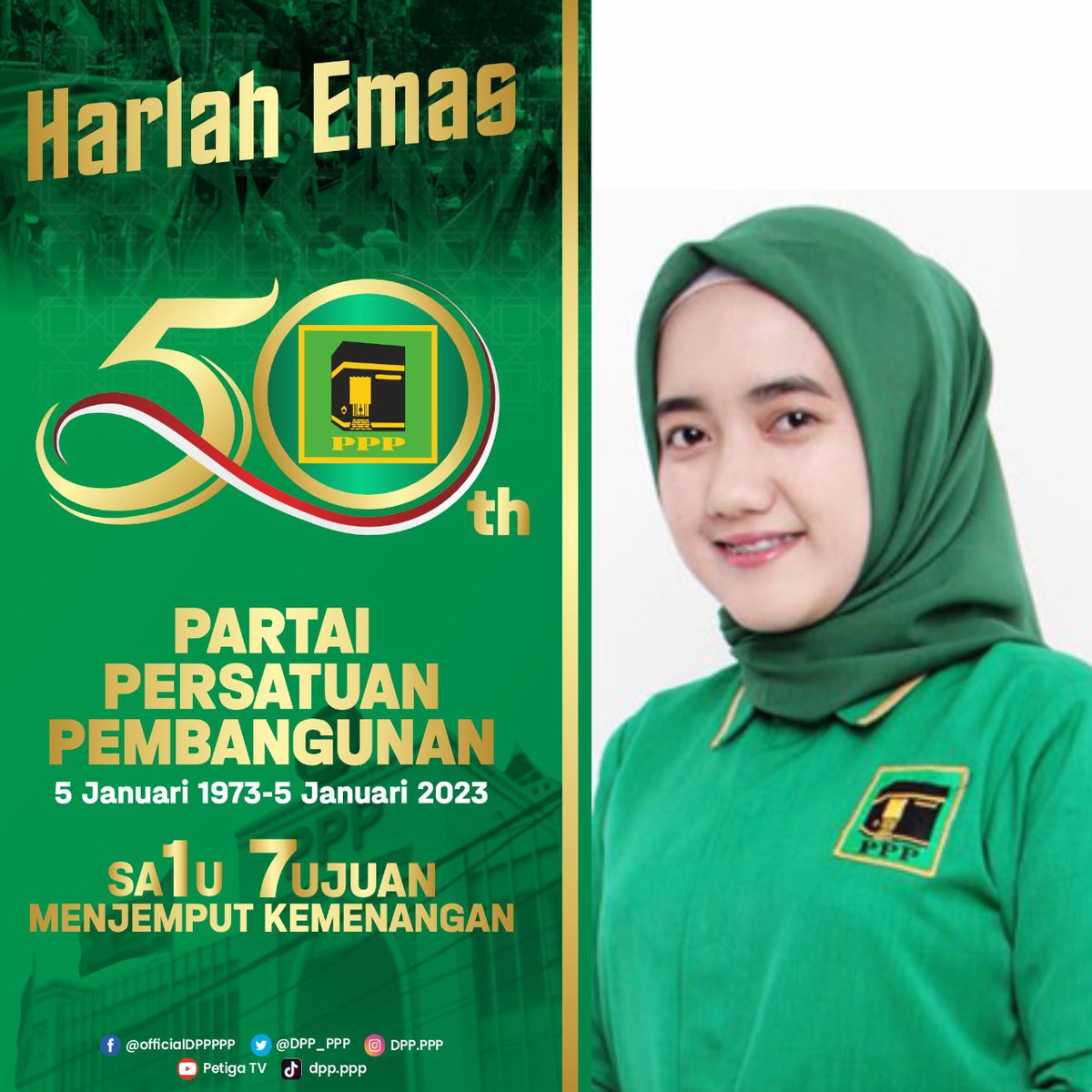 DPP_PPP's tweet photo. Assalamualaikum Wr.Wb 

Dalam Rangka  Memeriahkan 
Hari Lahir Emas PPP (50th), Yuk kita upload foto terbaik  temen-temen di link Twibbon PPP dibawah ini 👇

https://t.co/USaVmg9tQZ 

"Sa1u 7ujuan Menjemput Kemenangan"

Wassalamualaikum Wr. Wb

TTD
Media Center DPP PPP https://t.co/24EthBesVE