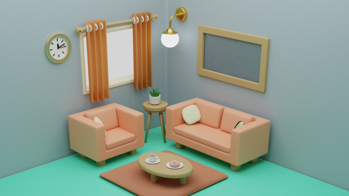 FChiguvari's tweet photo. @3dgreenhorn Finished my 3d livingroom @blenderstudio tutorial. Thank you guys..... https://t.co/kaBr4g00qO