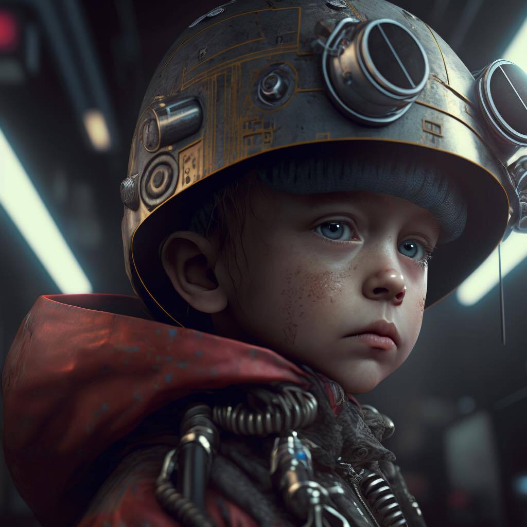 AlanArtMix's tweet photo. Cybernetic kid portrait

#midjourney #aiart #kids #portraits #scifi #scifiart https://t.co/pVx658Ig32 https://t.co/fg5DhePNfQ