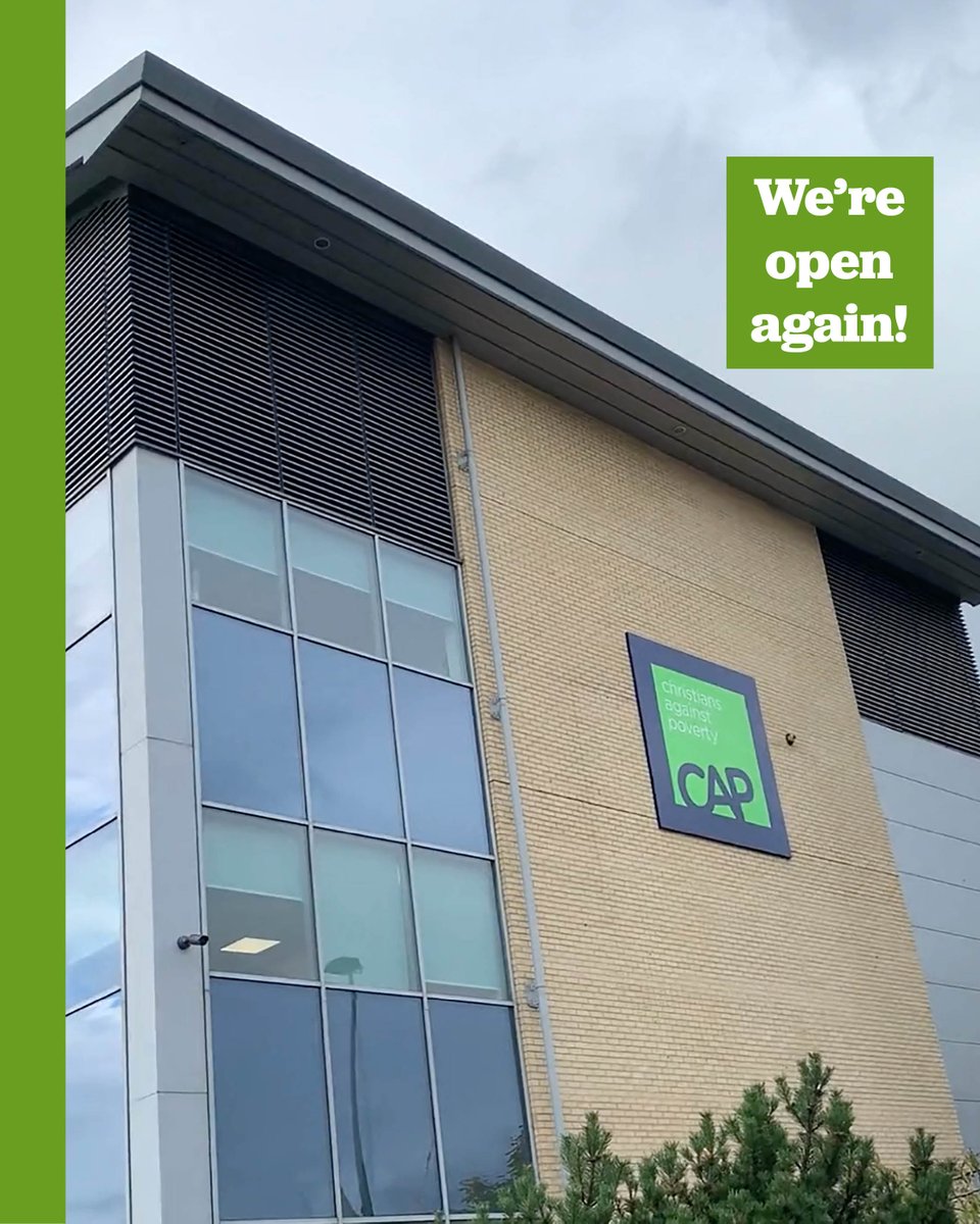 CAPuk's tweet photo. Our office is open again! If you're struggling with debt, visit: https://t.co/L6Zu3m69X3 to see if there's a centre near you through our postcode search. 🎊 We're excited to continue working to see our vision of transformed lives, thriving churches and an end to UK poverty! https://t.co/Af2CH0Ogfk