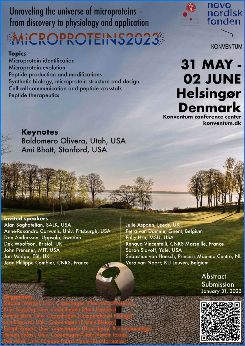 KU_PLEN's tweet photo. We are looking forward to see you at Microproteins 2023: Unraveling the universe of microproteins - from discovery to physiology and application. Deadline is approaching: Submit your abstract by 31 January! Sign up here: https://t.co/oMI72AprGV #microproteins #peptides #synthbio https://t.co/rUgABCVMYT