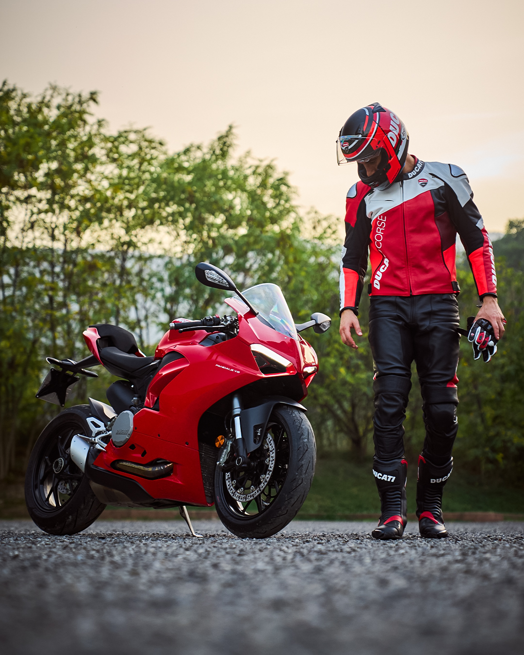Ducati on X To ride to perfection you need the perfect gear from the Ducati Apparel Collection made up of the full face helmet Ducati Corse SBK 5 leather trousers company C4 and
