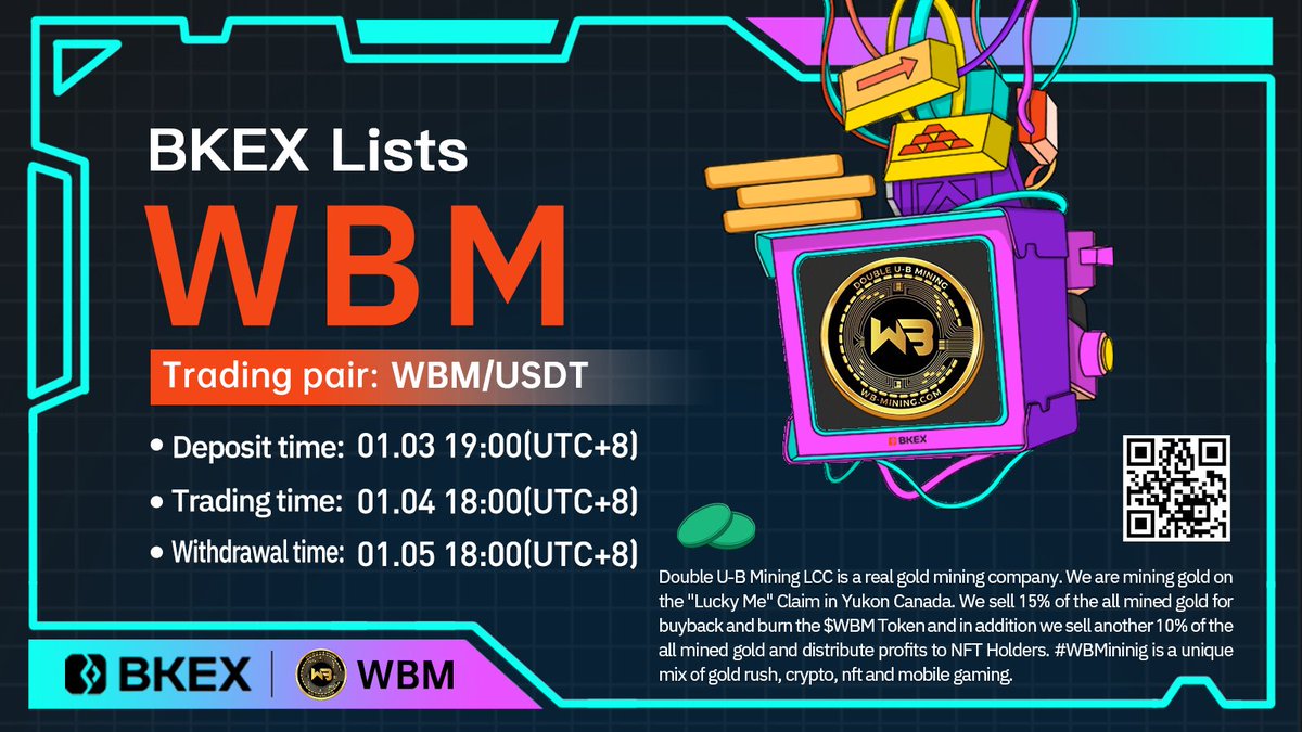 💯#BKEX New Listing | <a href="/WbMining/">WB Mining</a>

#WBM/USDT  will get listed on #BKEX🚀🚀 

🔸Supported network: BEP20
🔸Trade: 18:00 on Jan. 4 (UTC+8)

⏭Details: bkex.zendesk.com/hc/en-us/artic…

#Bitcoin #cryptocurrency #BKEXNewListing