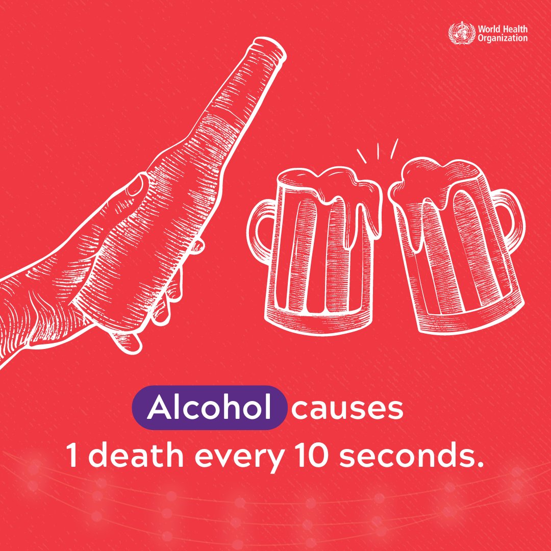 World Health Organization (WHO) on Twitter "Alcohol causes 1⃣ death every 🔟 seconds. Drinking