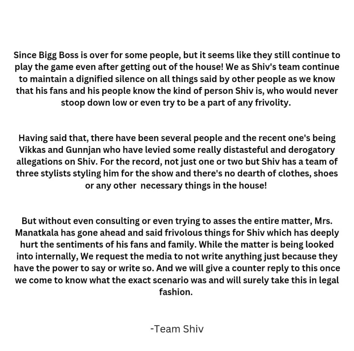 Official statement from TeamShiv 

#ShivThakare