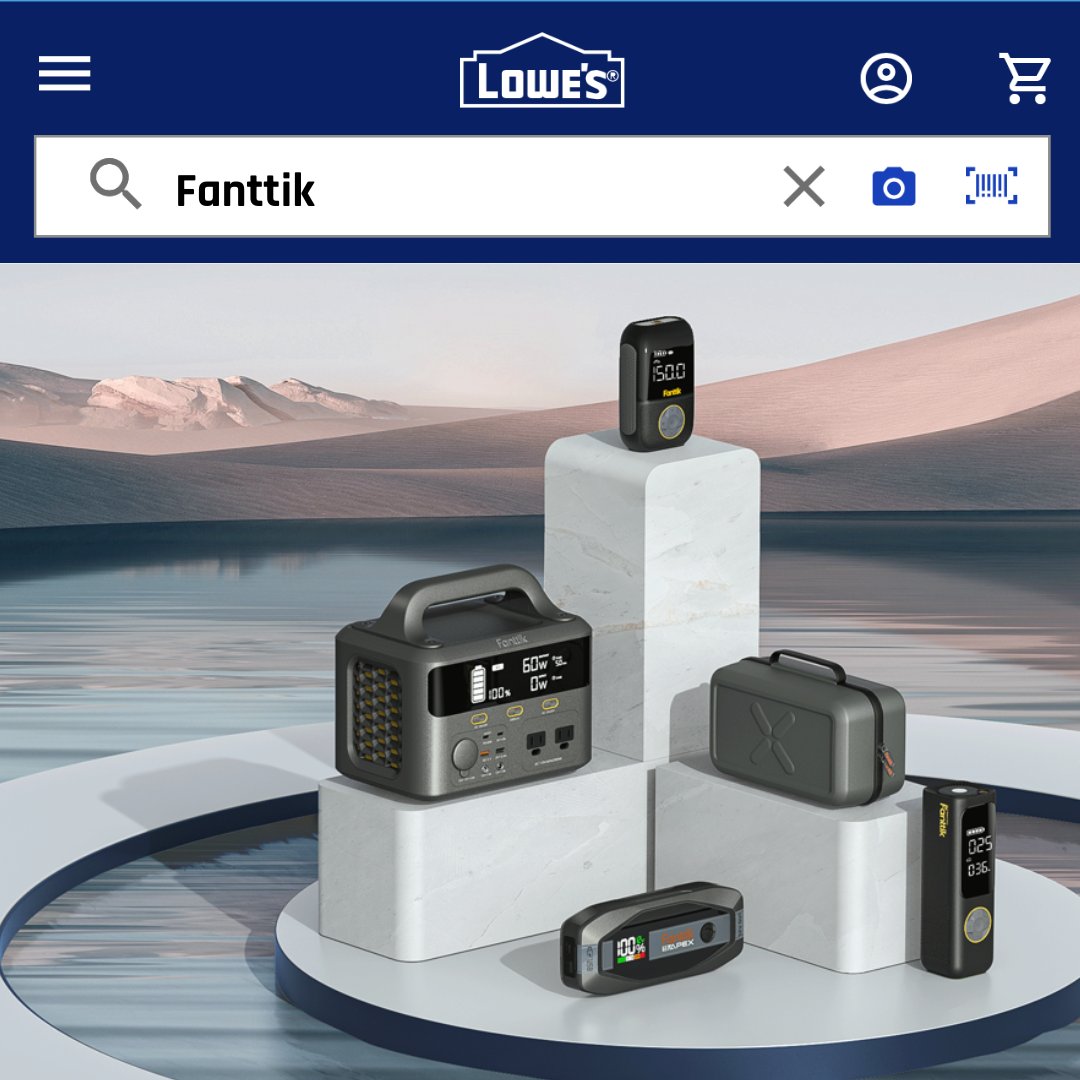 FanttikOfficial's tweet photo. Good News! We have one more channel to get exposure for Fanttik! Our product line is available at Lowe's now. 
Jump Starter: https://t.co/dTFXSczsCo
Tire inflator: https://t.co/mucckA7F7N
#fanttik #newyear #caraccessories #Tireinflator #cars #jumpstarters #CarVacuum 
#racing https://t.co/P0QEajKbmD