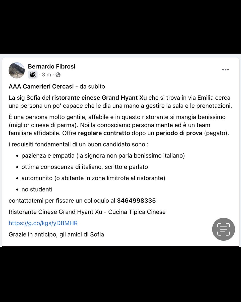 bernardofibrosi's tweet photo. Cerchiamo qualcuno che possa aiutare la nostra amica Sofia con il ristorante
Fate girare pls ❤️ https://t.co/Vg7rLvYT1w
