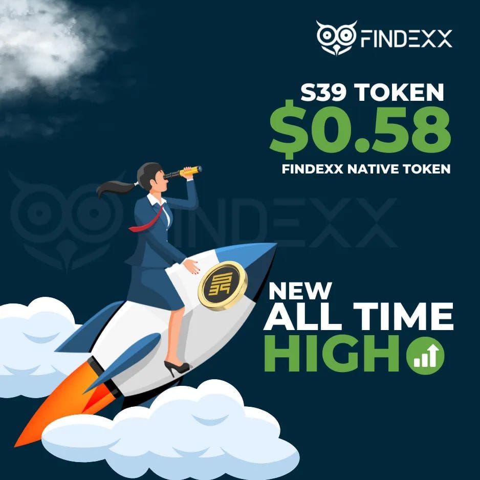 𝙎39 𝙏𝙊𝙆𝙀𝙉 𝙍𝙀𝘼𝘾𝙃𝙀𝘿 𝙉𝙀𝙒 𝘼𝙏𝙃🚀🌕

#S39tothemoon. Our @S39Token Findexx Native Token reached a whole new ATH of $0.58

Follow Findexx Exchange on :
📌t.me/findexx_offici…