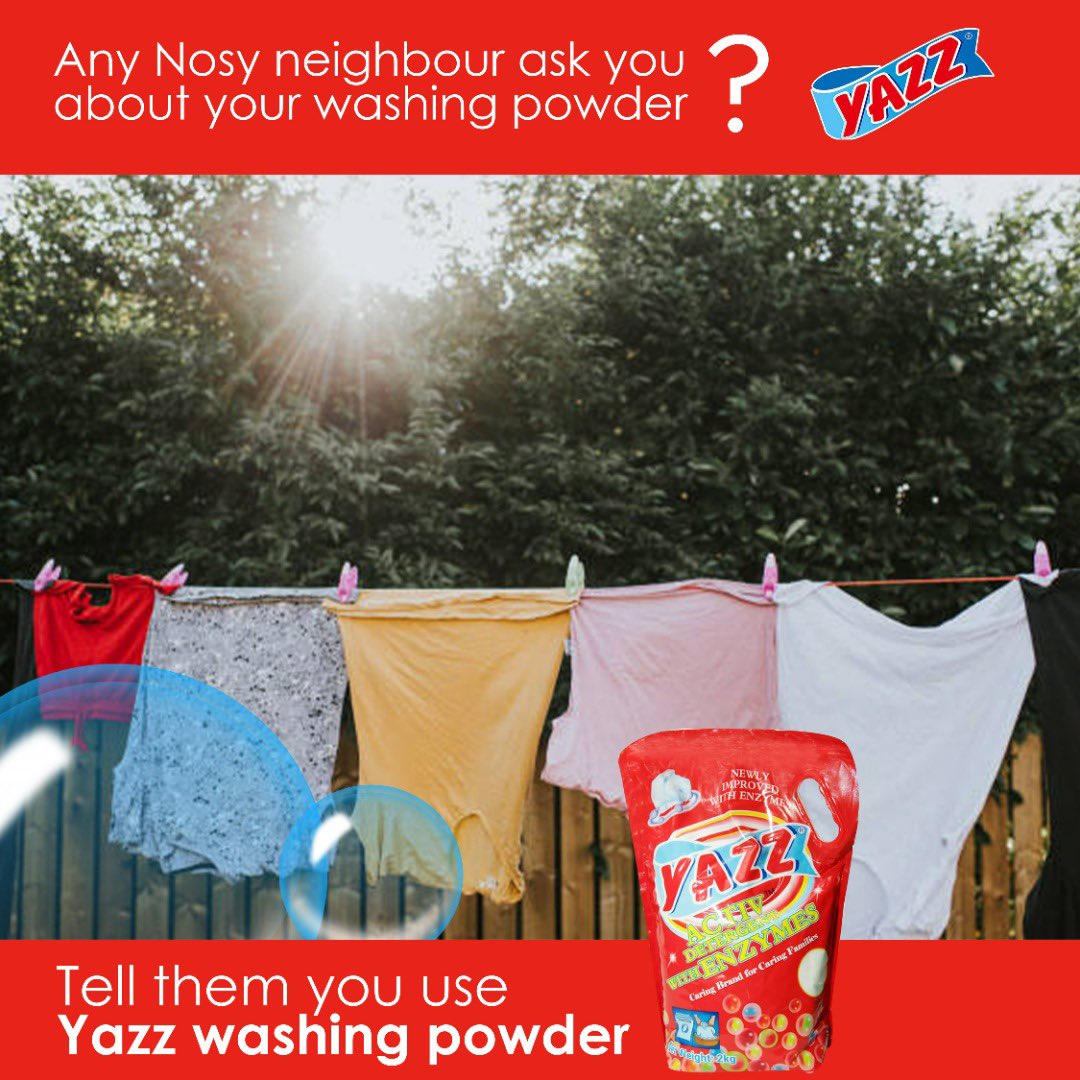 yazz_products's tweet photo. Yazz washing powder comes with active enzymes specially formulated to remove the toughest stains and makes washing easier.
It is very tough on stains but clinically tested to be very friendly on human hands.
#laundry #yazzwashingpowder #laundrytips #yazzproducts https://t.co/K0dJwBVTKo