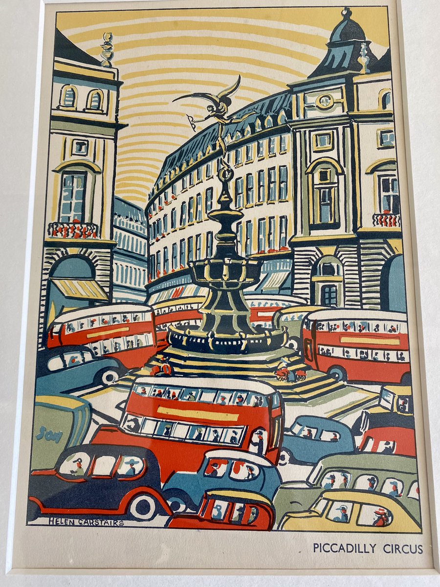 #bookillustrationoftheday - always loved these images from Helen Carstairs 1930s book ‘Looking Round London’ - 20 images of the famous spots in the Capital - Marble Arch, Covent Garden, Hyde Park - using vibrant reds, blues and yellows, showing cars and fashion of the day.
