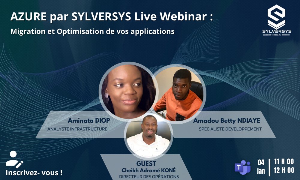 SylversysSn's tweet photo. Retrouvez nous dans 24H pour le webinar de SYLVERSYS Sénégal ce Mercredi 04 Janvier 2023 sur les migrations et l'optimisation de vos applications par AZURE.
𝗜𝗻𝘀𝗰𝗿𝗶𝘃𝗲𝘇-𝘃𝗼𝘂𝘀 : https://t.co/0gpKL9I2Xx
#Webinar #azure #sylversys https://t.co/4mzvt5oly0