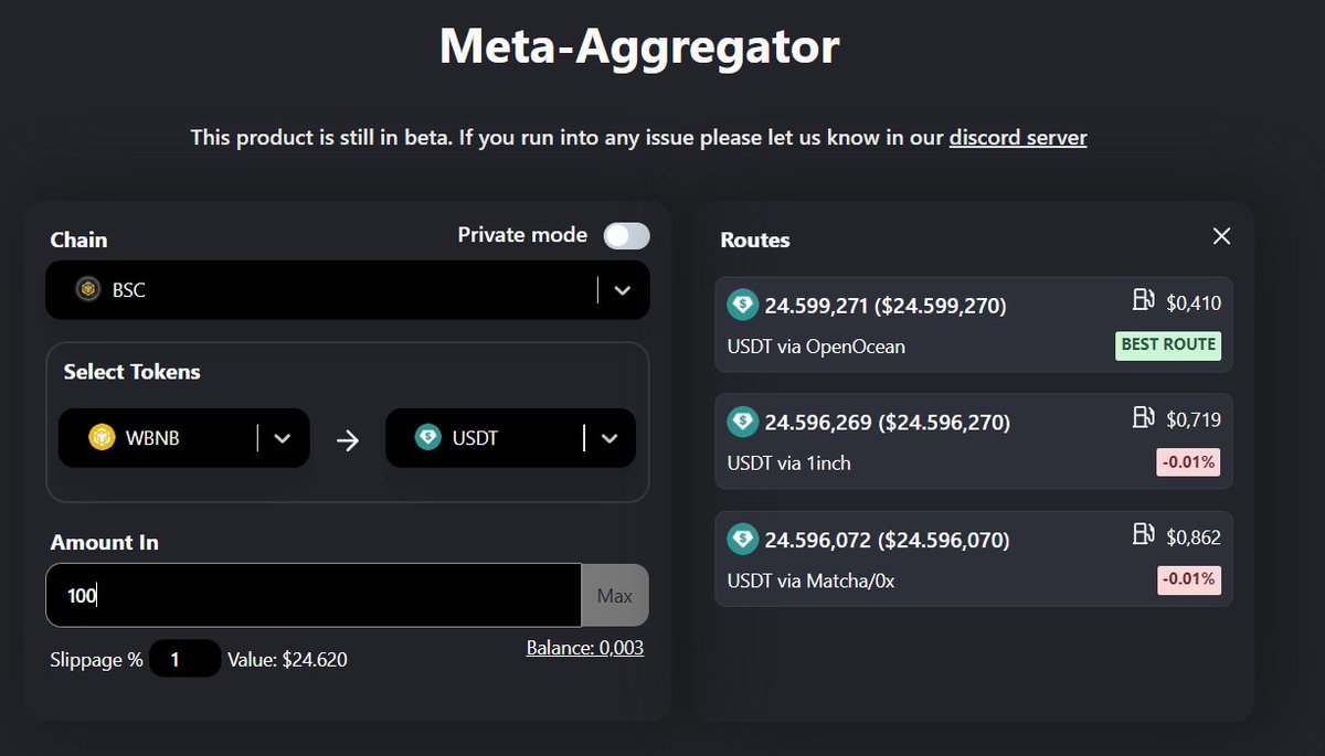 AndreaInvestim1's tweet photo. #1 💥Meta Aggregator 💥
@DefiLlama
✅ 0 fees
✅ IP Privacy
✅ Multi Aggregator DEX
✅ Gas Price Ricalcolato
✅ 22 Chain connesse

Sicuramente vale la pena testarlo
🔗 https://t.co/VwwXDODMoj https://t.co/66owZT1Jhl