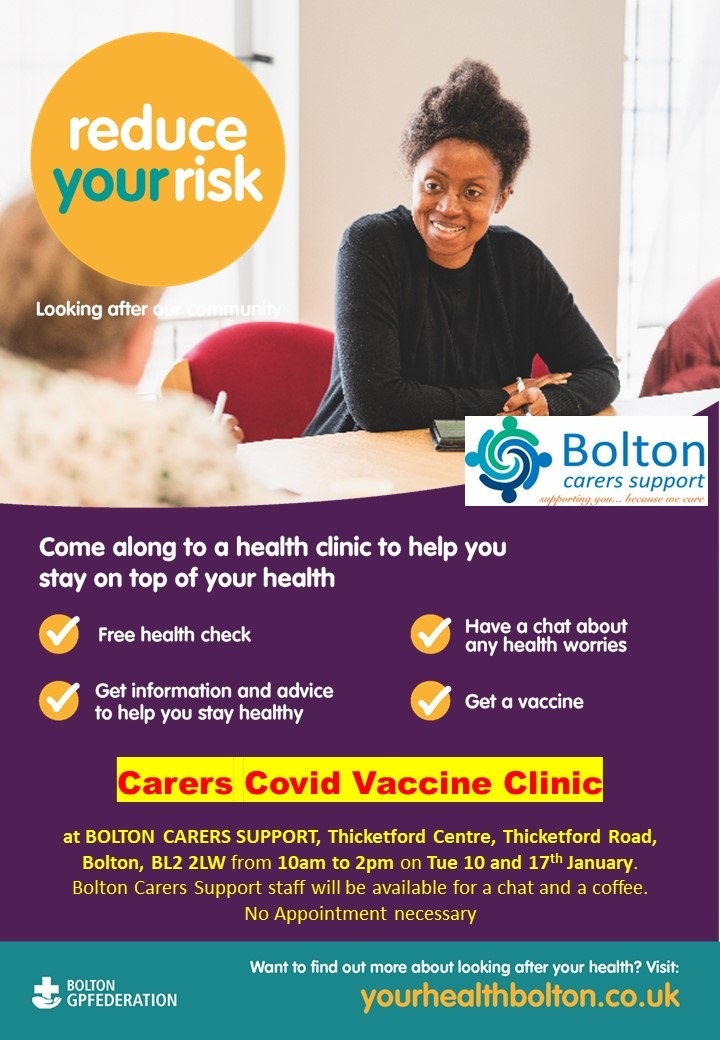 Calling all Bolton carers. Don't miss @boltoncarers Health Clinic in January 2023 #healthclinic #boltoncarers #carers #bolton #freehealthcheck