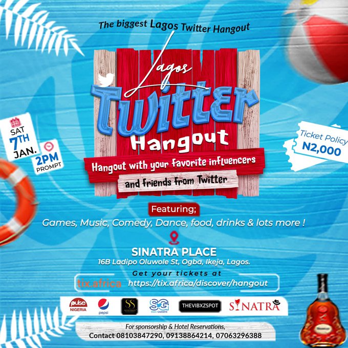 Saturday going to be fye! #LagosTwitterHangout
Gate fee is N2000 only! Ticket link in thread