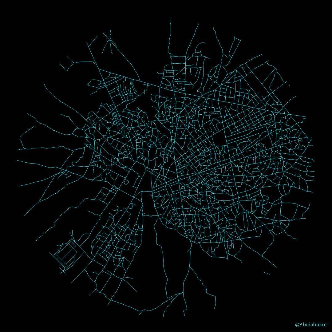 MapsSomalia's tweet photo. And this? Both are 3 kilometres street network. https://t.co/GbCGcFbrqI
