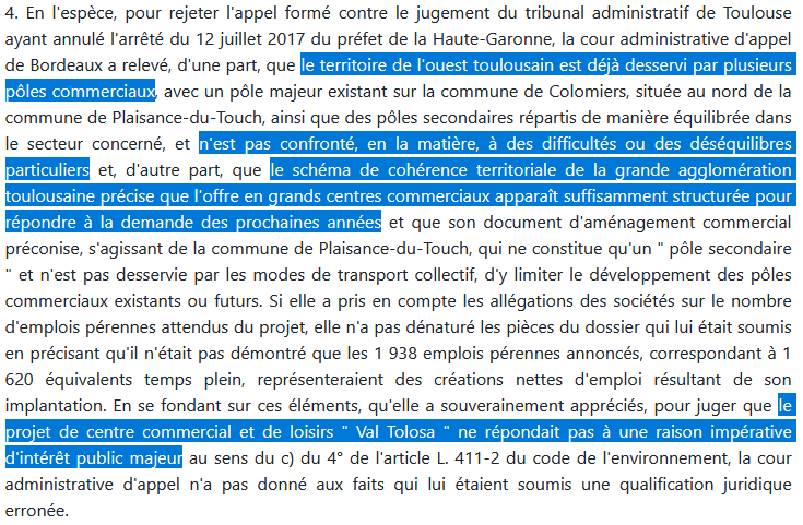 fne_op's tweet photo. 🏬🏬Le Conseil d'Etat réitère sa jurisprudence sur ce projet commercial nuisible #ValTolosa qui ne répond pas à "une raison impérative d'intérêt public majeur"⚖️
🥀🐸🐦 https://t.co/d4LMI3wxWT