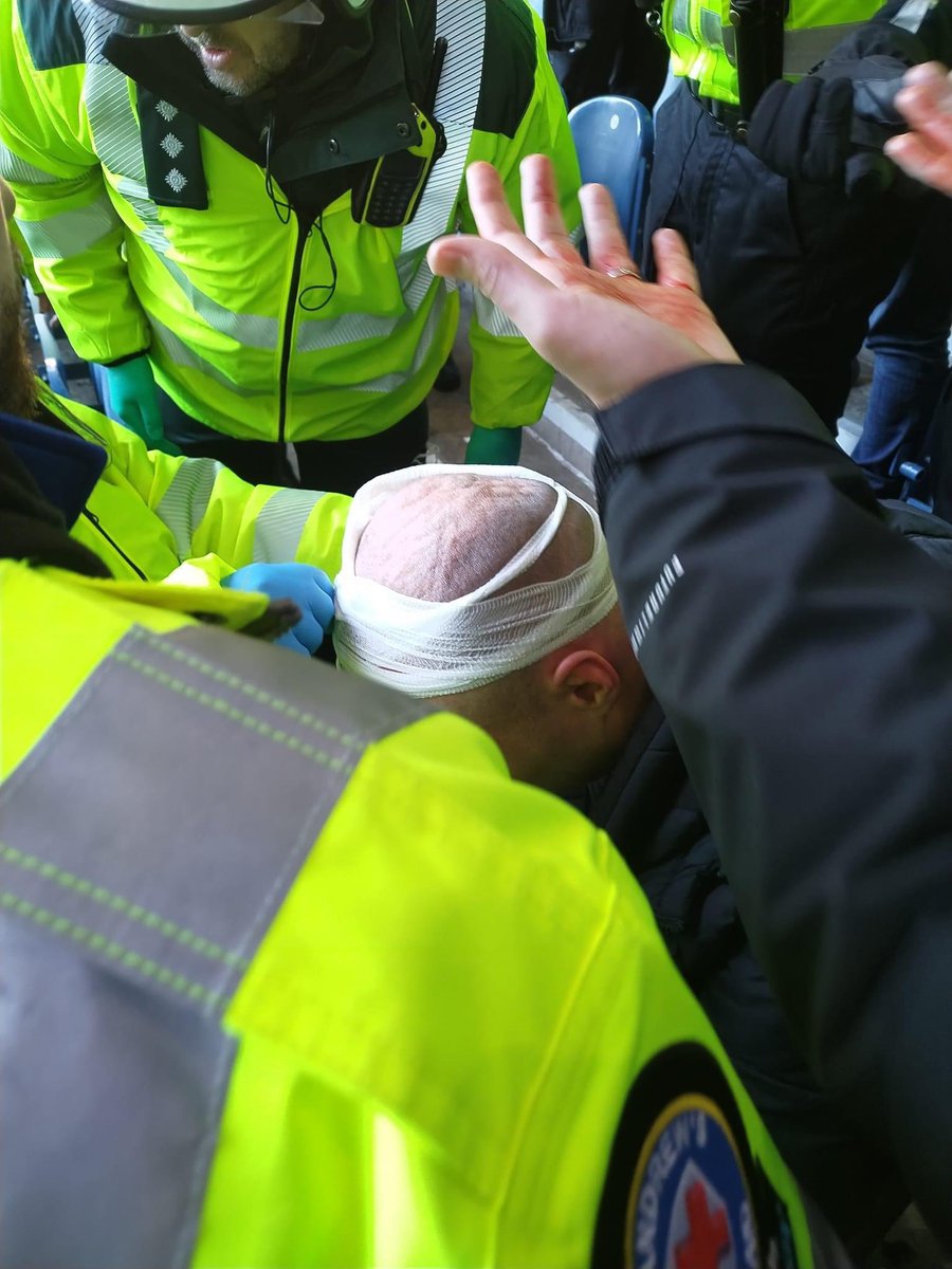 HereCelts's tweet image. Celtic fans are not safe currently in the corner of Ibrox. At least one fan was struck by a missile after the game had finished, needing medical attention.

Both clubs need to step in and sort this. A tiktok video of the incident would suggest it was a glass bottle. @CelticFCSLO