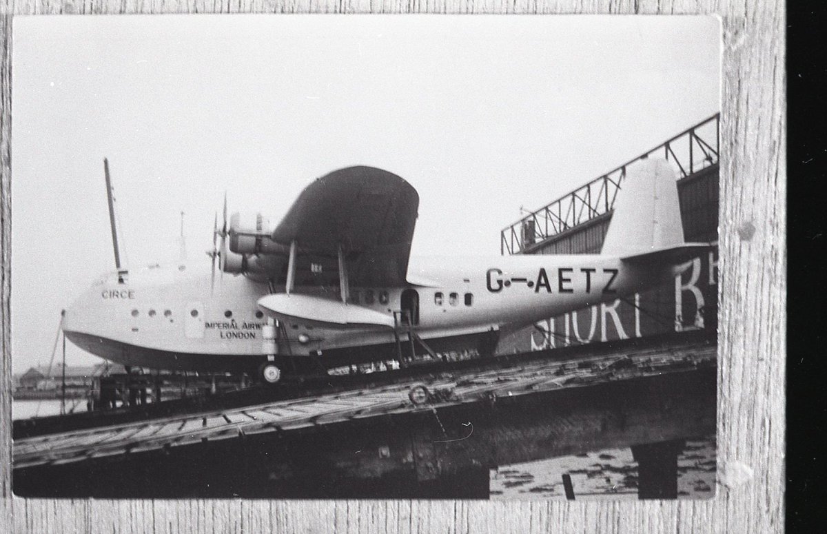 A Short S-23 Empire flying boat, at Short Bros in 1937. 
This boat came to a very tragic end in 1942, whilst in the Pacific. It was shot down by a Japanese bomber, killing all four crew members and eighteen women and children passengers, who were being evacuated to 'safety'.