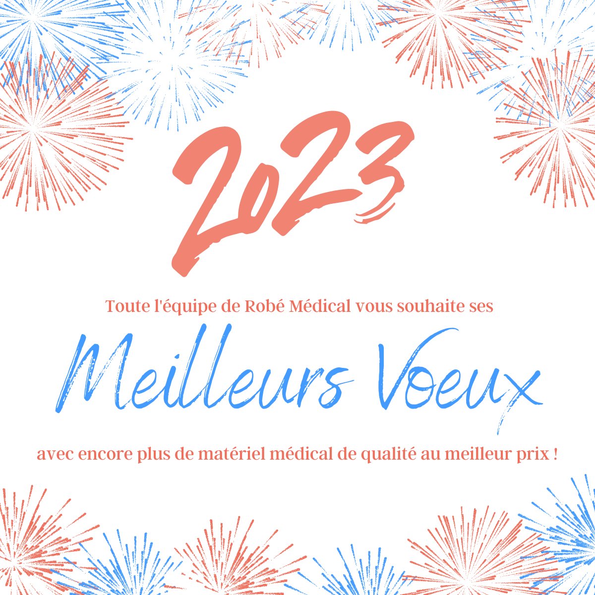 Toute l'équipe de Robé Médical vous souhaite une #bonneannee2023 et ses #MeilleursVoeux, avec encore plus de #materielmedical de qualité et au meilleur prix ! #robemedical