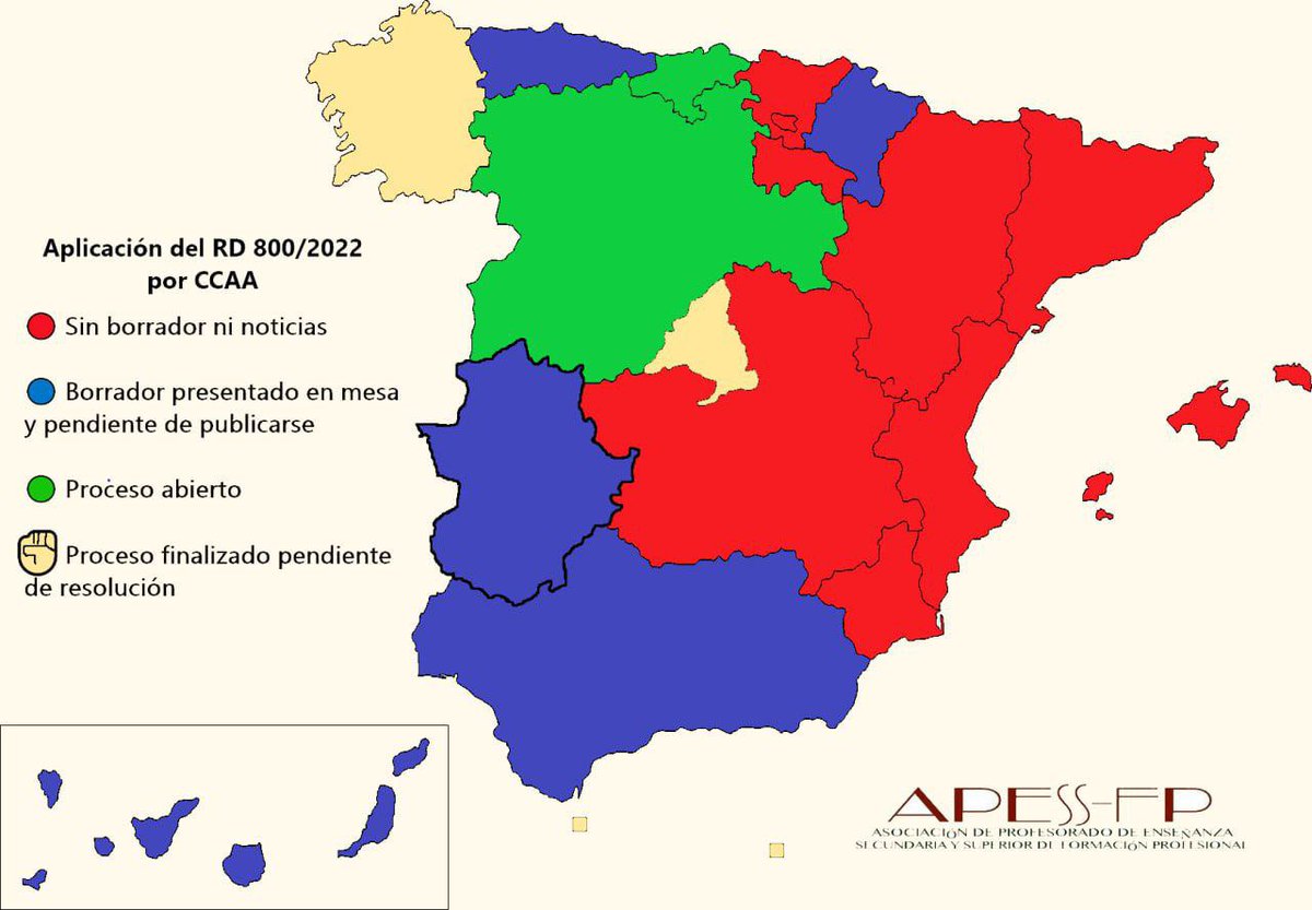 nazarielx's tweet photo. @ClaraSanzL @educaciongob Hola Sra. Sanz, qué bien nos vendría a los profes #FP con titulación universitaria, que usted les diera un “toque” a aquellas CCAA, que no aplican el RD 800/2022 de integración a A1, mire como esta la situación 👇🏻@PlataformaPTFP https://t.co/zWdle3ZXwM