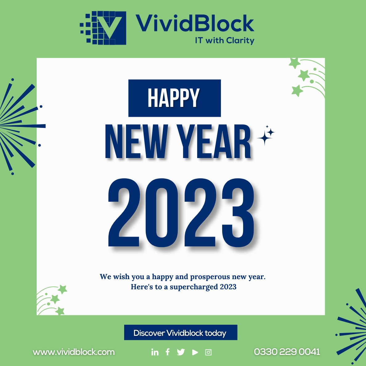 #HappyNewYear from the #Vividblock team to everyone! We appreciate your support and are excited about what the new year will bring. 

#digitaltransformation #infotech #ITServices  #appdevelopment #digitalmarketing #webdesign #ITsolutions #WebDevelopment #VoIP #ITsecurity #Tech