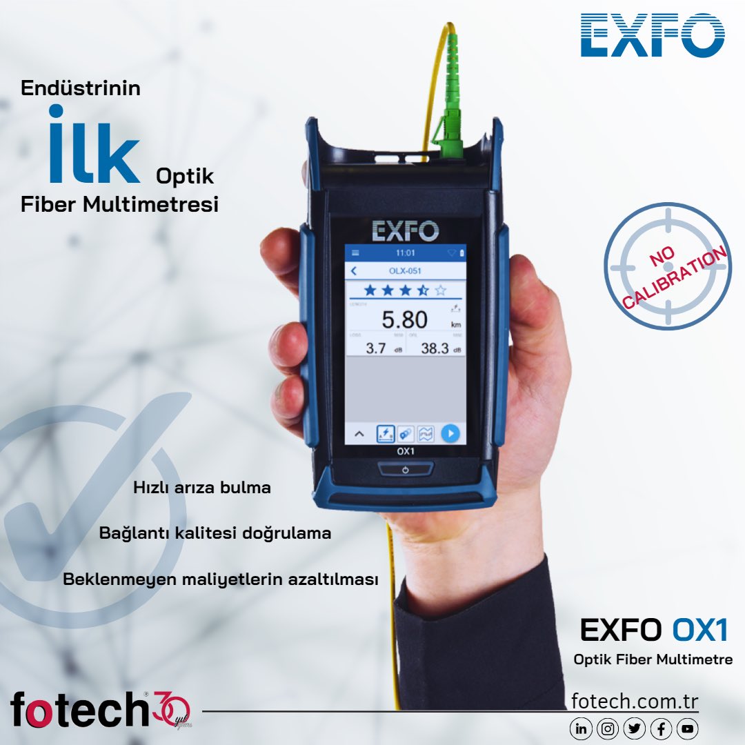 FotechLtd's tweet photo. @EXFO | OX 1 Optik Fiber Multimetre ile bir fiber optik bağlantıyı 3 saniyede ve yüksek kalitede test edip, doğrulayabilirsiniz. https://t.co/DgSKISe99t