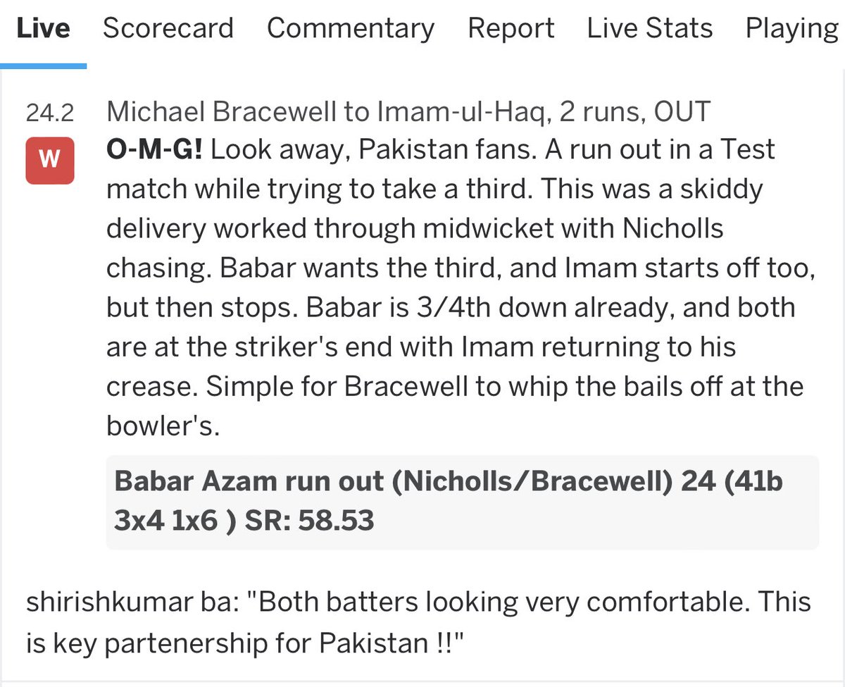 narendra_nadh's tweet photo. ⁦@ESPNcricinfo⁩ ⁦@ESPNcric_stats⁩ 
Do you happen to have any stats on how often this happened on ur site? 

Some published comment jinxing the batter/partnership the very next ball?
🧐🤨 https://t.co/ELwAfd8yBC