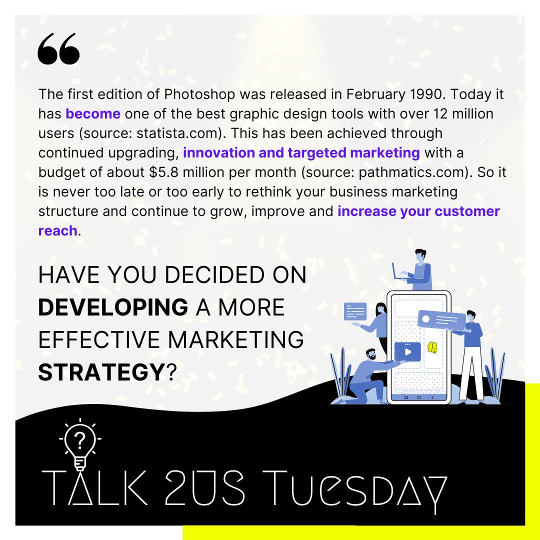 elle_zeka's tweet photo. 👉👉👉 Featuring: Talk 2Us Tuesday

👉👉👉 HAVE YOU DECIDED ON DEVELOPING A MORE EFFECTIVE MARKETING STRATEGY?💡

#websites #ellezeka #branding #4ir #advertising #business #socialmedia #sales #socialmediamarketing #innovation #customerreach https://t.co/SLGtyjY03M