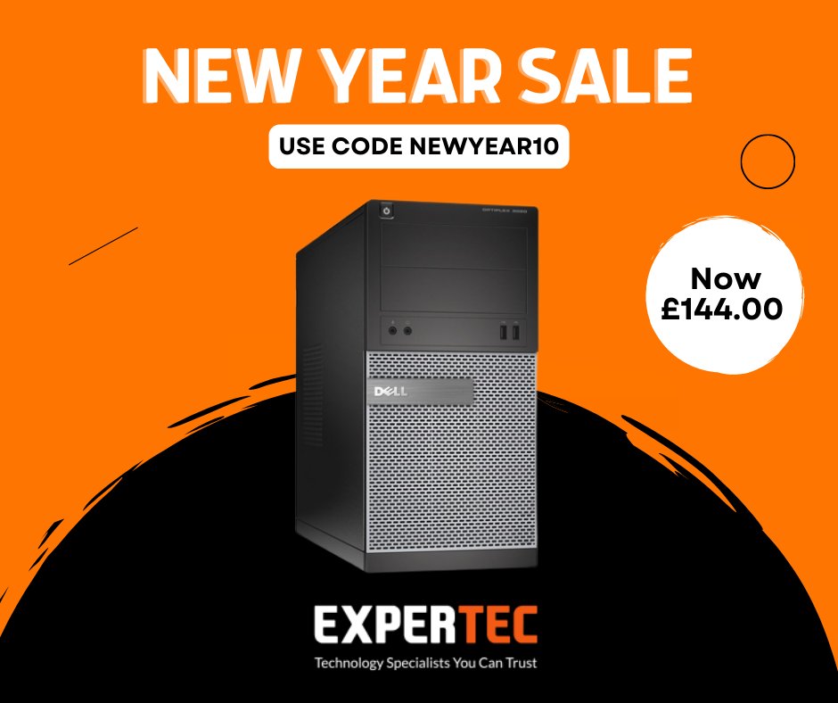ExpertecUK's tweet image. On the lookout for a refurbished #OfficePC? 🖥

You can get this Dell OptiPlex 3020 i5 4th Gen MT Windows 10 for only £144.00 when you used code: NEWYEAR10 

Ideal for any #Home or #Office setup, make sure to grab this deal before our sale ends!

👉expertec.co.uk/dell-optiplex-…