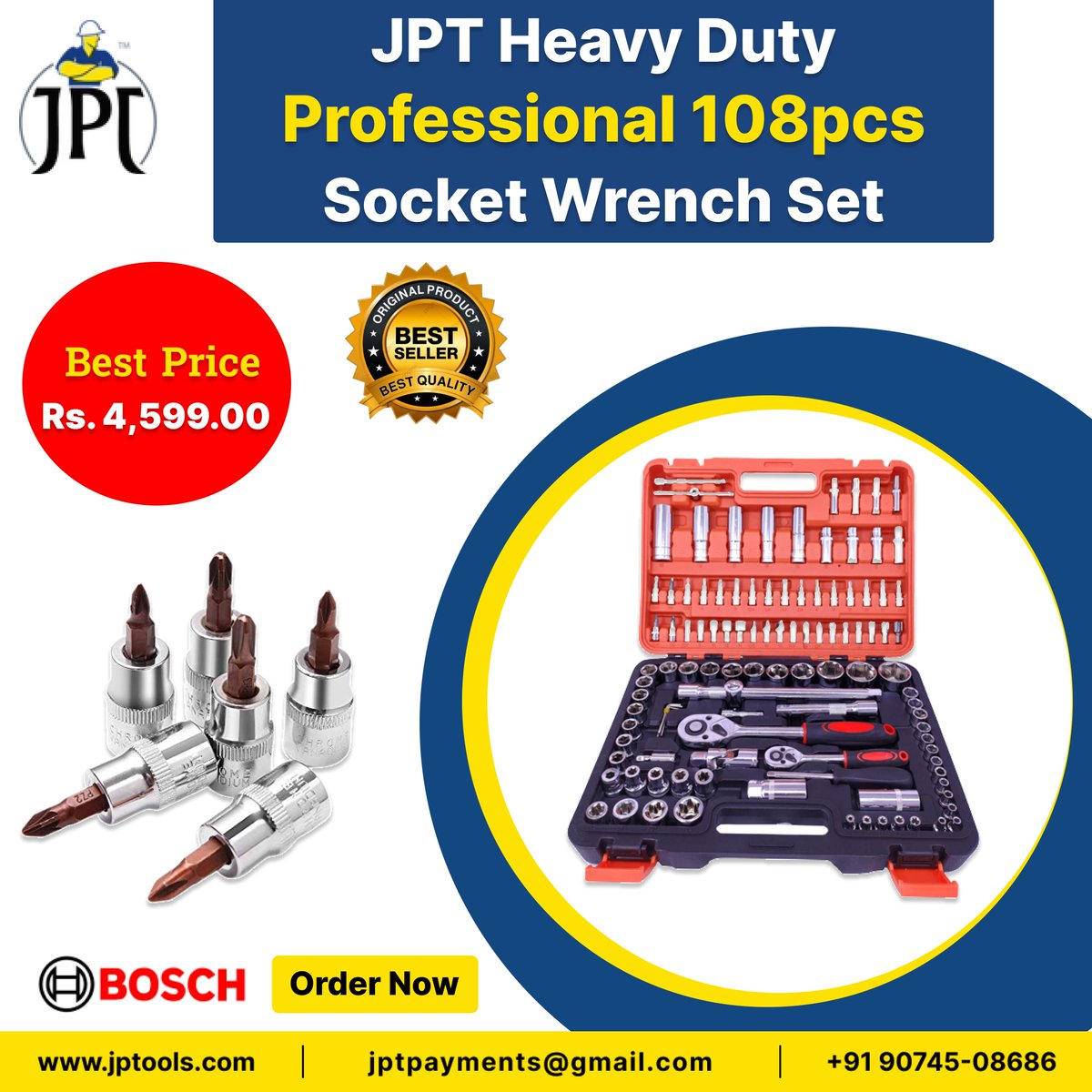 JptTools's tweet image. JPT Heavy Duty Professional 108pcs Socket Wrench Set
.
.
#socketset #wrench #tools #mechanic #spanner #multitool #torque #mechanicproblems #hydraulictools #heavyduty #bosch #joherelectricpowertools #jpttools #jptheavyduty #jptpowertool #industries #vehicles #spareparts #JPT